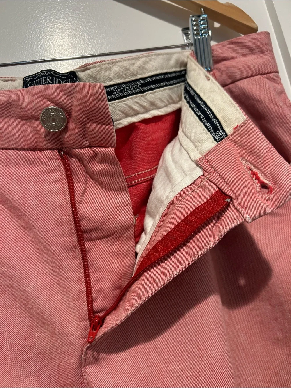 Gutteridge Men's Red Twill Pants - Slim Fit